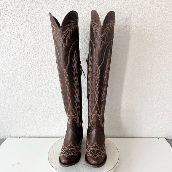 Lane Boots Over The Knee Corset Lexington- Cognac - Picture 5 of 15